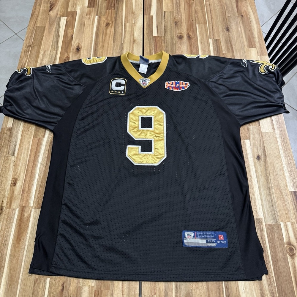 Drew Brees Jersey Mens 56 Black Reebok New Orleans Saints‎ Super Bowl XLIV Cap